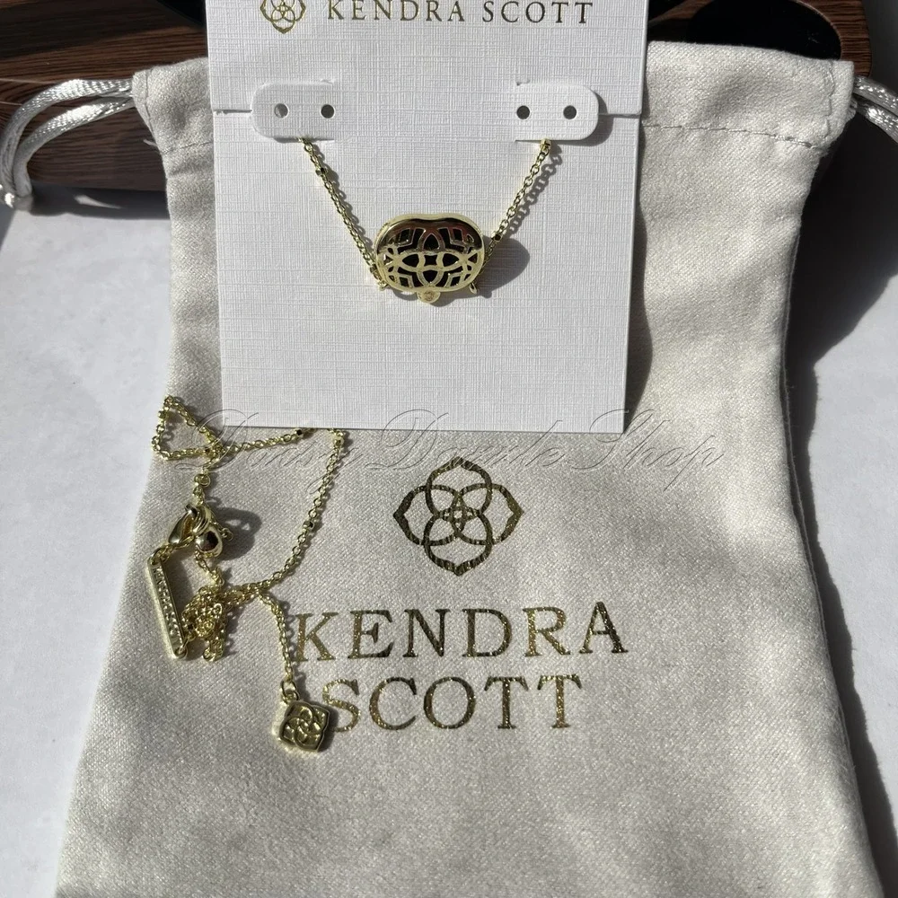 🎃✨Kendra Scott Pumpkin Black Gold Plated Short Pendant Necklace New 🎃✨